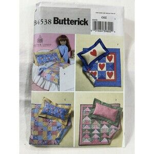 Butterick B4538 18” Doll Bed Quilt Sewing Pattern Uncut Doll Furniture